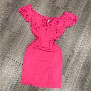 Pink dress on or off shoulder